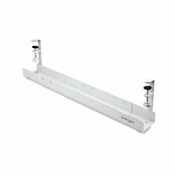 Bandeja de gestão de cabos sob a secretária StarTech.com, organizador de cabos de comprimento ajustável, fixação por aperto, sem necessidade de perfuração, suporte para réguas de tomadas, branco
