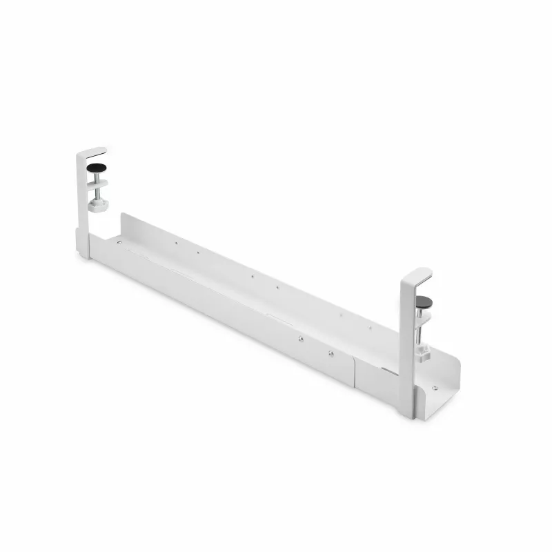 Bandeja de gestão de cabos sob a secretária StarTech.com, organizador de cabos de comprimento ajustável, fixação por aperto, sem necessidade de perfuração, suporte para réguas de tomadas, branco