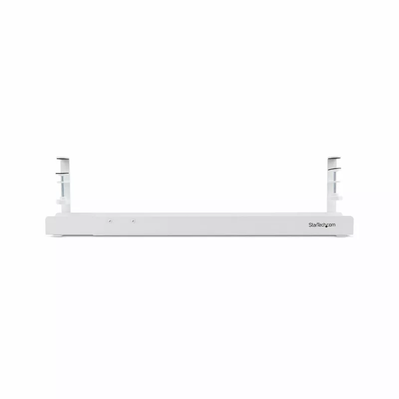 Bandeja de gestão de cabos sob a secretária StarTech.com, organizador de cabos de comprimento ajustável, fixação por aperto, sem necessidade de perfuração, suporte para réguas de tomadas, branco