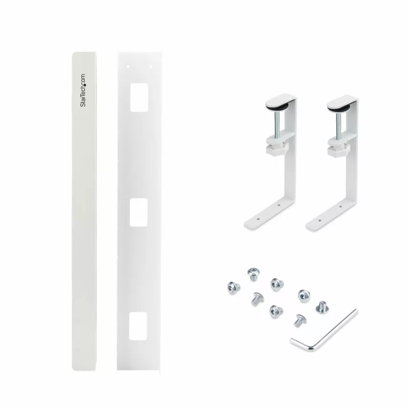 Bandeja de gestão de cabos sob a secretária StarTech.com, organizador de cabos de comprimento ajustável, fixação por aperto, sem necessidade de perfuração, suporte para réguas de tomadas, branco