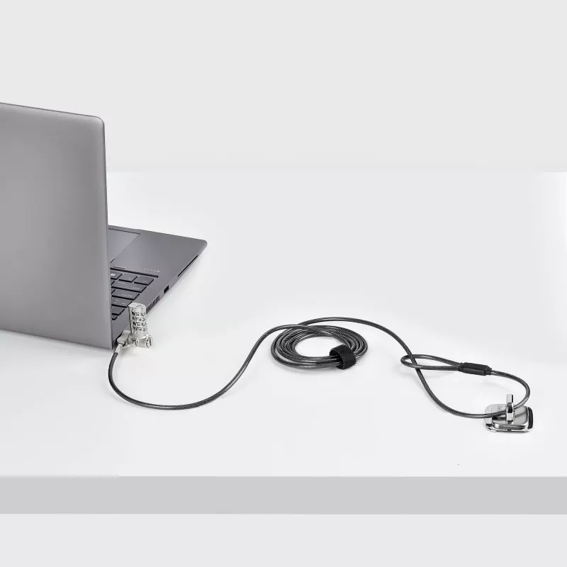 Pack de 25 fechaduras universais StarTech.com para portátil 2 m, cabo de segurança serializado para portátil, compatível com Noble Wedge®/Nano/K-Slot, cabo com fechadura de combinação sem chave – TAA