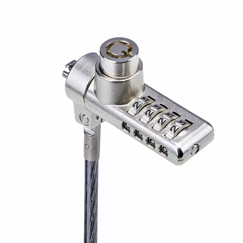 Pack de 10 fechaduras StarTech.com para portátil de acesso duplo, 1,98 m chave igual e fechadura de cabo de segurança com combinação numérica para dispositivos K-Slot, cabo de aço antifurto para computador
