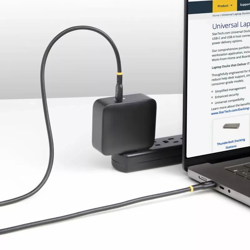 Cabo de carregamento USB-C StarTech.com 4m, cabo USB-C certificado USB-IF, 240W PD EPR, cabo de carregamento USB 2.0 Type-C para portátil, cabo de transferência de dados USB-C, revestimento TPE, M/M