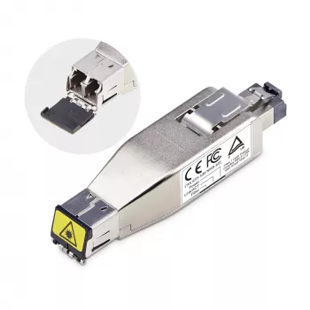 StarTech.com Dongle conversor de mídia Gigabit de fibra ótica para Ethernet RJ45, ótico monomodo 10 km/multimodo 800 m, alimentado por PoE, design compacto, caixa de metal, Micro Mini, TAA