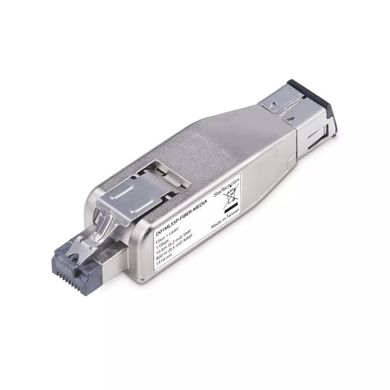 StarTech.com Dongle conversor de mídia Gigabit de fibra ótica para Ethernet RJ45, ótico monomodo 10 km/multimodo 800 m, alimentado por PoE, design compacto, caixa de metal, Micro Mini, TAA