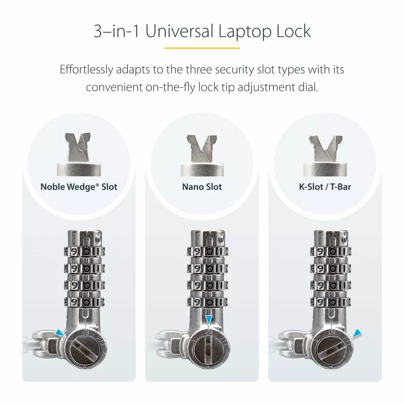 StarTech.com Pack de 25 cabos de segurança universais para portátil 6.6ft (2m), cabo de bloqueio com chave mestra, segurança informática, compatível com Noble Wedge®/Nano/K-Slot; cabo antifurto resistente a cortes