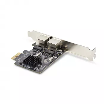 StarTech.com Placa de rede Gigabit PCIe de 2 portas, NIC PCI Express 10/100/1000Mbit/s, dupla Realtek RTL8111H, compatível com Windows e Linux, conforme TAA