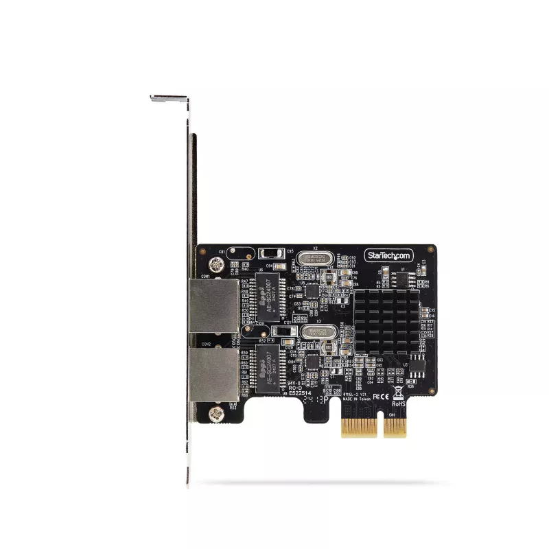 StarTech.com Placa de rede Gigabit PCIe de 2 portas, NIC PCI Express 10/100/1000Mbit/s, dupla Realtek RTL8111H, compatível com Windows e Linux, conforme TAA
