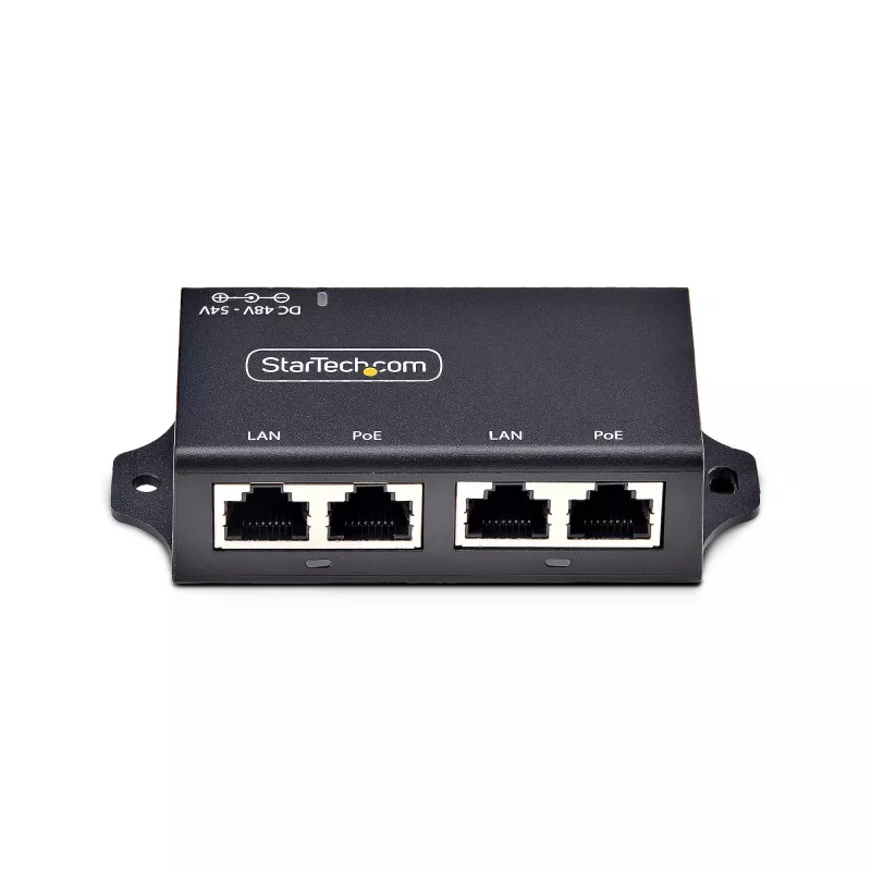 StarTech.com Injetor PoE+ Midspan de 2 portas Gigabit, 10/100/1000 Mbit/s, PoE+ (802.3af/at), 30W, Ethernet 1 Gbit/s, montagem na parede, Power over Ethernet inline não gerido