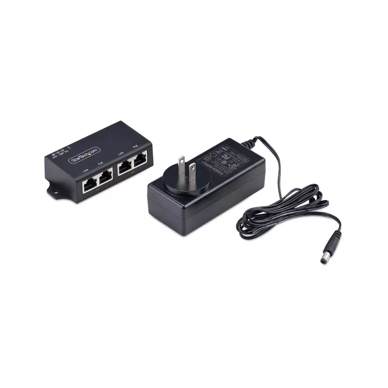 StarTech.com Injetor PoE+ Midspan de 2 portas Gigabit, 10/100/1000 Mbit/s, PoE+ (802.3af/at), 30W, Ethernet 1 Gbit/s, montagem na parede, Power over Ethernet inline não gerido