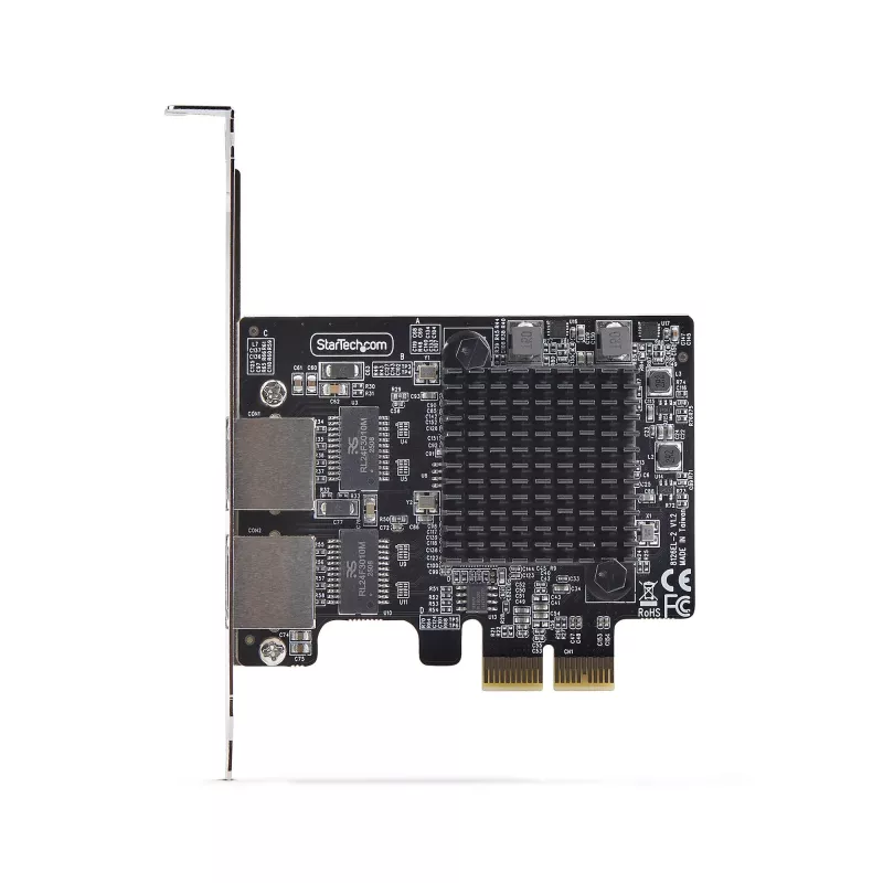 StarTech.com Placa adaptadora de rede Gigabit PCIe 5G de 2 portas, placa LAN PCI Express 5G/2.5G/1G/100M/10M, Realtek RTL8126, Windows e Linux, conforme TAA