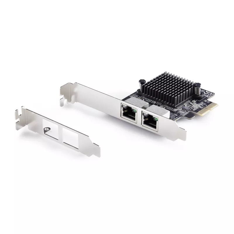 StarTech.com Placa adaptadora de rede Gigabit PCIe 5G de 2 portas, placa LAN PCI Express 5G/2.5G/1G/100M/10M, Realtek RTL8126, Windows e Linux, conforme TAA