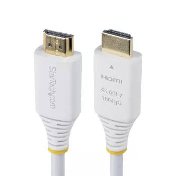 StarTech.com Cabo HDMI High-Speed Premium certificado de 10ft (3m), 4K 60Hz/1440p 144Hz, HDR10/HDCP 2.2/ARC, 18Gbps, cabo HDMI 2.0 UHD para TV/monitor/ecrã, revestimento TPE, branco