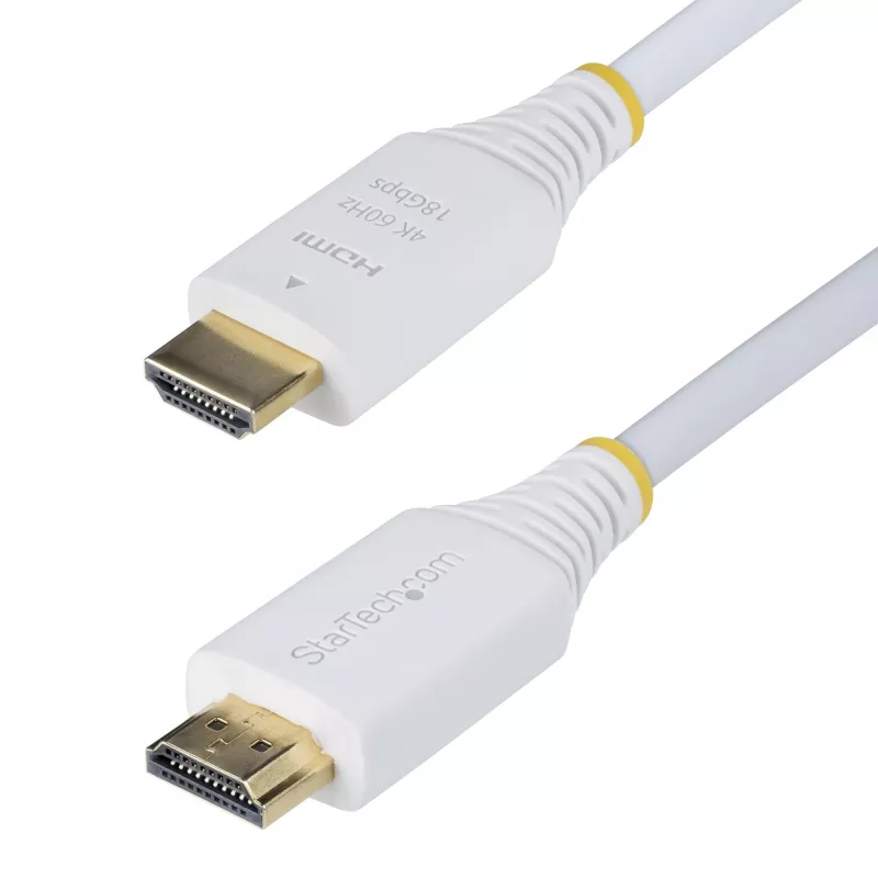 StarTech.com Cabo HDMI High-Speed Premium certificado de 10ft (3m), 4K 60Hz/1440p 144Hz, HDR10/HDCP 2.2/ARC, 18Gbps, cabo HDMI 2.0 UHD para TV/monitor/ecrã, revestimento TPE, branco