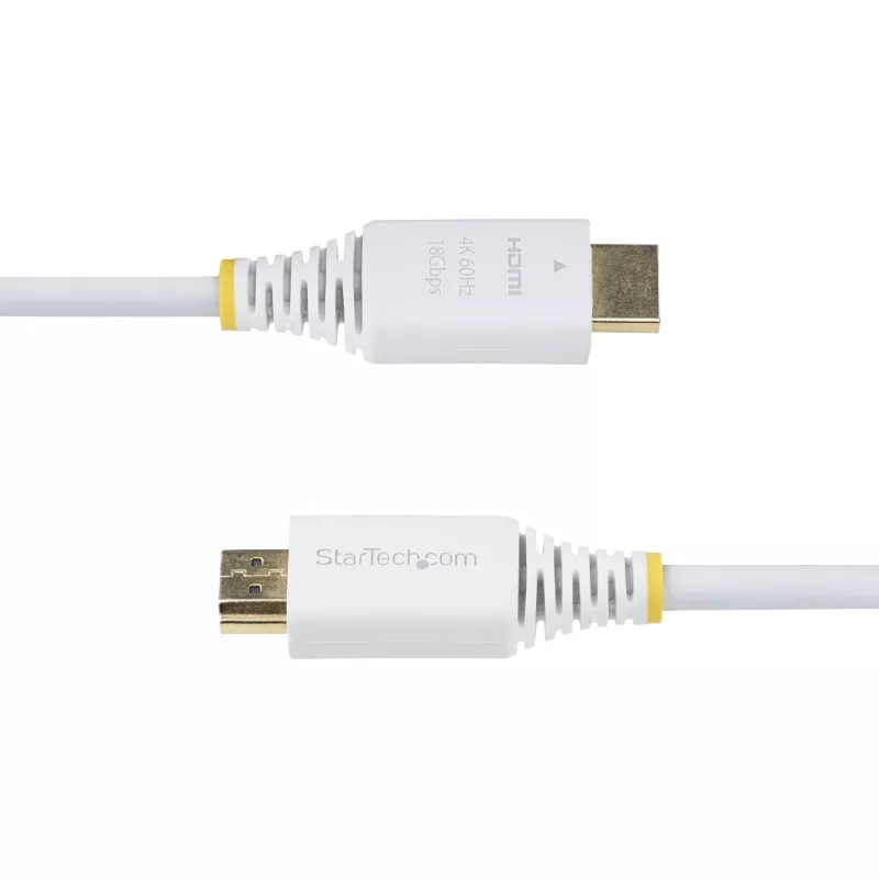 StarTech.com Cabo HDMI High-Speed Premium certificado de 10ft (3m), 4K 60Hz/1440p 144Hz, HDR10/HDCP 2.2/ARC, 18Gbps, cabo HDMI 2.0 UHD para TV/monitor/ecrã, revestimento TPE, branco