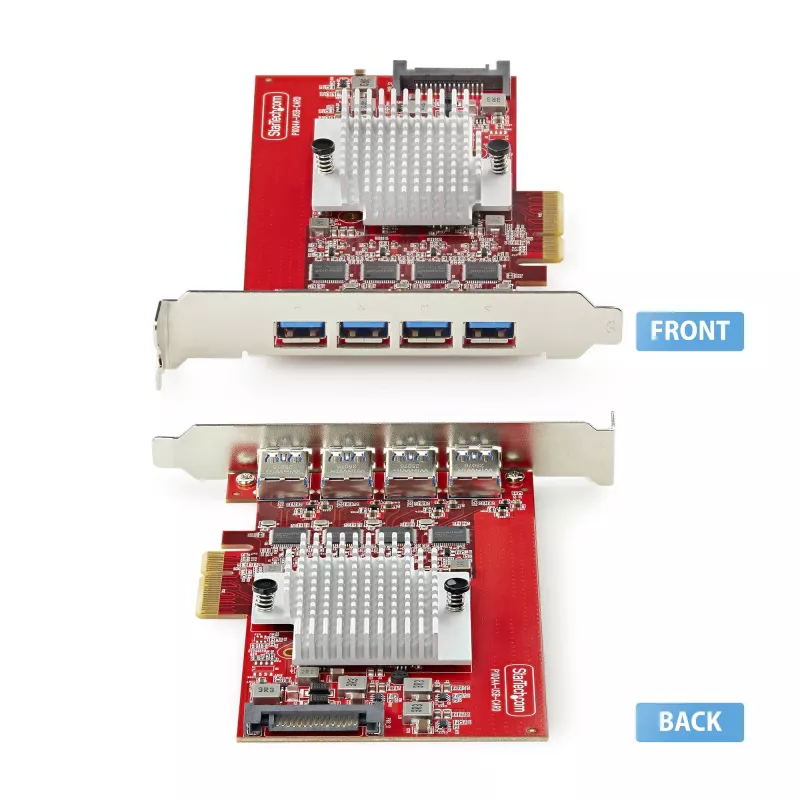 StarTech.com Placa PCIe USB-A de 4 portas, USB 3.2 10 Gbit/s, placa de expansão PCI Express 3.0, 4x controlador USB independente, Windows/Linux/macOS, conforme TAA
