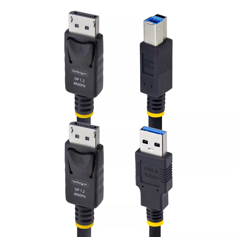 StarTech.com Cabo KVM DisplayPort e USB 5Gbps de 10ft (3m), 4K 60Hz, cabo combo DP 1.2/USB 3.0 universalmente compatível para switches KVM