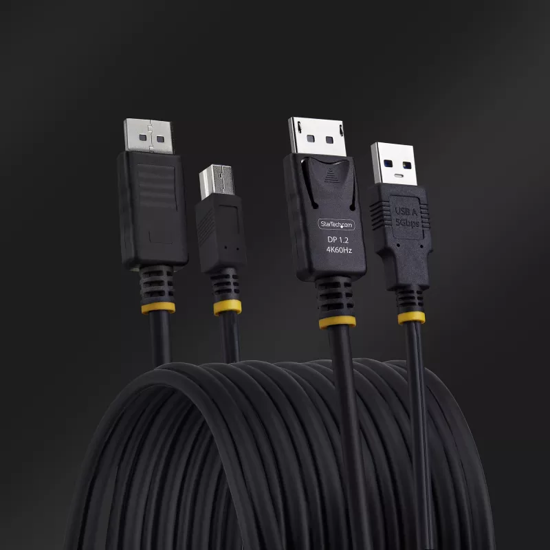 StarTech.com Cabo KVM DisplayPort e USB 5Gbps de 10ft (3m), 4K 60Hz, cabo combo DP 1.2/USB 3.0 universalmente compatível para switches KVM