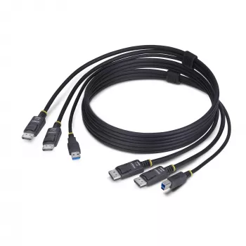 StarTech.com Cabo KVM DisplayPort duplo e USB 5 Gbit/s de 1,8 m, 4K 60 Hz, universalmente compatível, cabo combo DP 1.2/USB 3.0 para switches KVM de monitor duplo