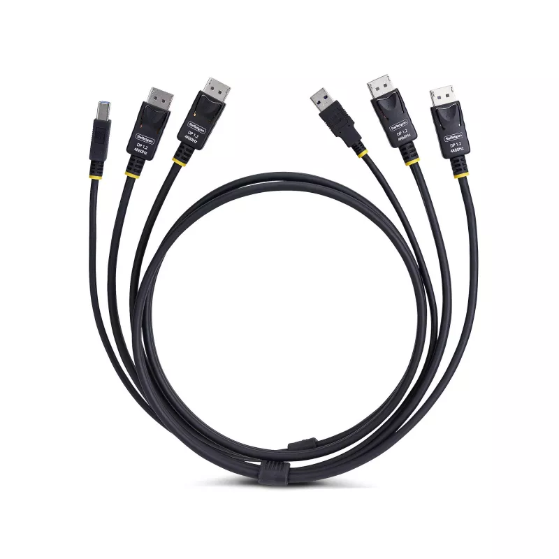 StarTech.com Cabo KVM DisplayPort duplo e USB 5 Gbit/s de 1,8 m, 4K 60 Hz, universalmente compatível, cabo combo DP 1.2/USB 3.0 para switches KVM de monitor duplo
