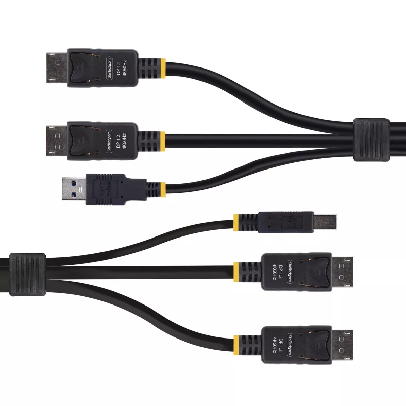StarTech.com Cabo KVM DisplayPort duplo e USB 5 Gbit/s de 1,8 m, 4K 60 Hz, universalmente compatível, cabo combo DP 1.2/USB 3.0 para switches KVM de monitor duplo