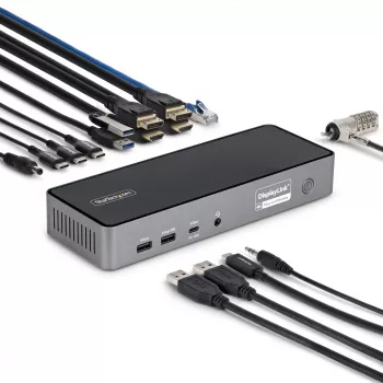 StarTech.com Docking station USB-C para três monitores, estação de carregamento de portátil 140W para MacBook Pro e Windows, 4K 60Hz HDMI ou DisplayPort, TAA