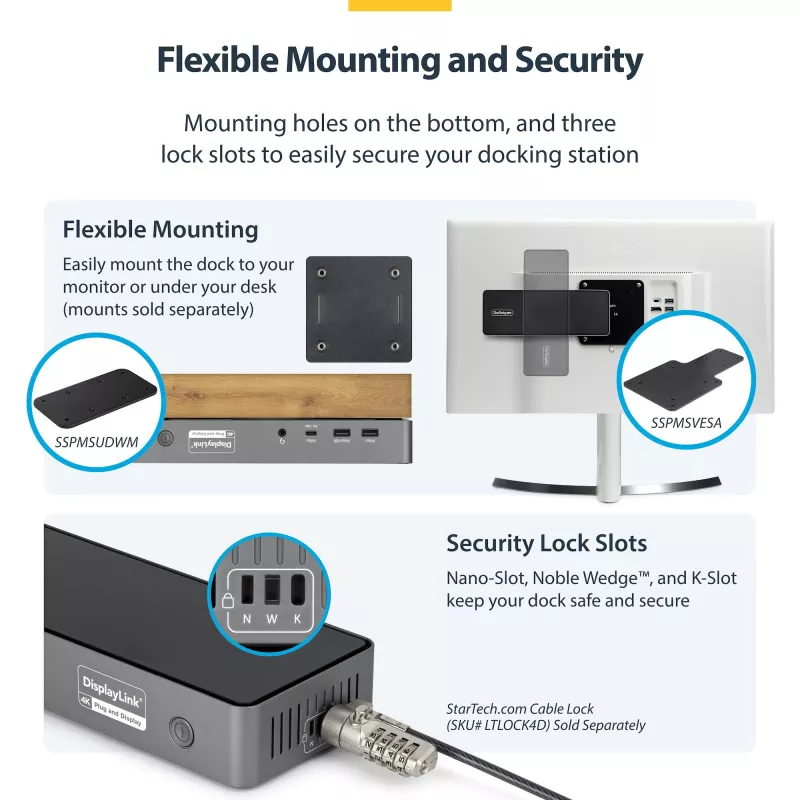 StarTech.com Docking station USB-C para três monitores, estação de carregamento de portátil 140W para MacBook Pro e Windows, 4K 60Hz HDMI ou DisplayPort, TAA