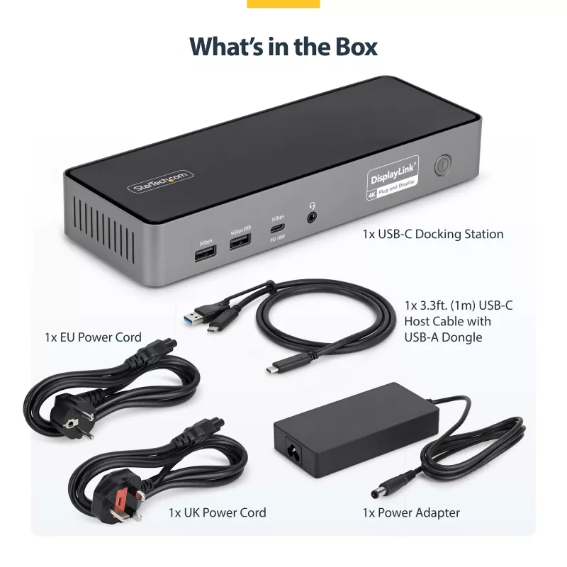 StarTech.com Docking station USB-C para três monitores, estação de carregamento de portátil 140W para MacBook Pro e Windows, 4K 60Hz HDMI ou DisplayPort, TAA