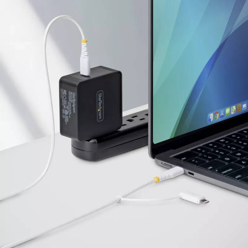 StarTech.com Cabo de carregamento USB-C 2-em-1 robusto de 2m (6ft) com adaptador Lightning, 30W/60W (3A), certificado Apple MFi, cabo de carregamento USB-C entrançado para iPhone/iPad/Android