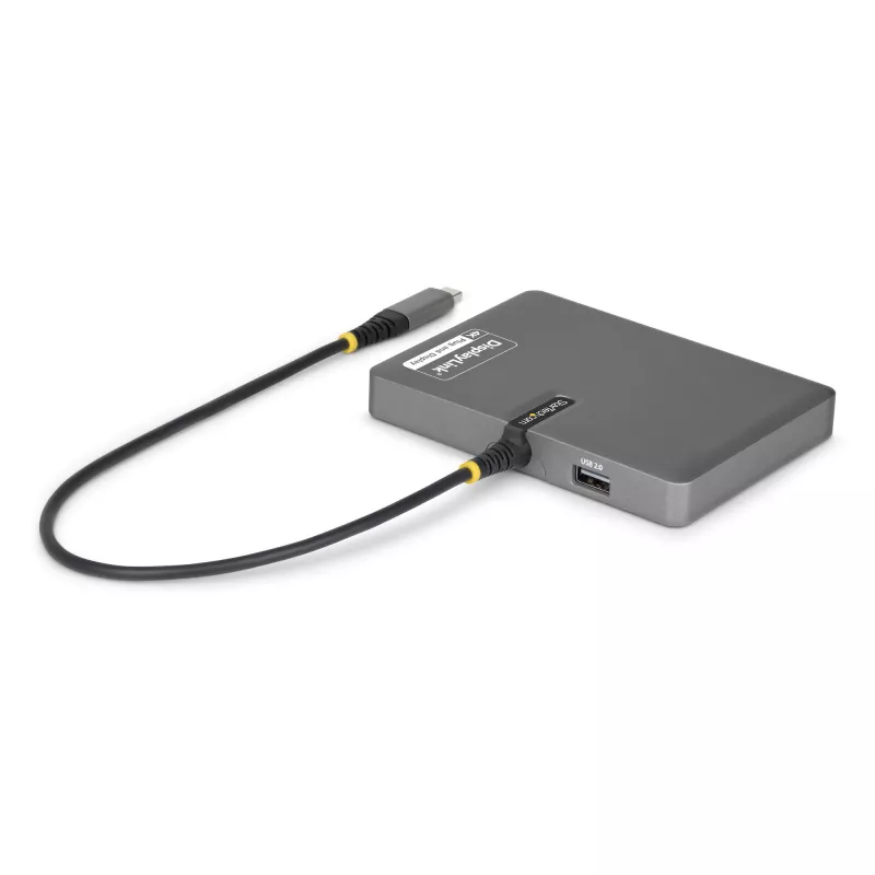 StarTech.com Adaptador USB-C para estação de trabalho de quatro monitores, 4K 60Hz DisplayPort, 140W PD passthrough para carregamento de portátil, porta USB para teclado/rato sem fios, TAA