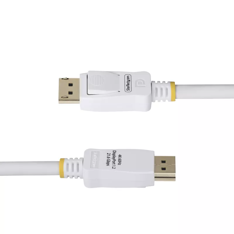 StarTech.com Cabo DisplayPort 1.2 certificado VESA de 1,8 m branco, 4K 60Hz, 21,6 Gbit/s, fichas DP com encaixe, cabo DisplayPort DP 1.2, cabo DP para monitor, M/M