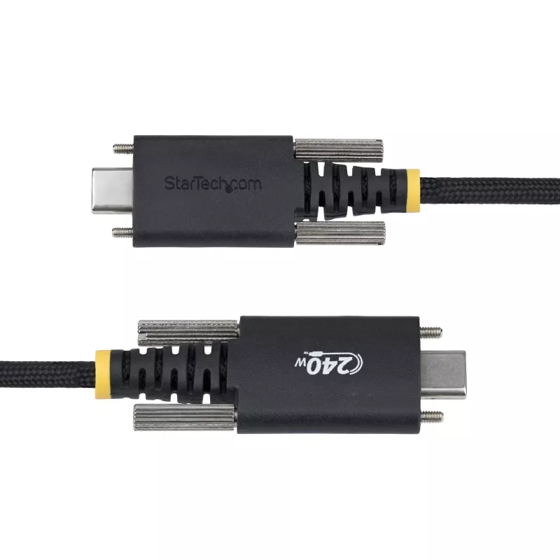 StarTech.com Cabo de carregamento USB-C de 10ft (3m), durável e ultra-flexível, bloqueio lateral com parafuso, 240W (5A) PD EPR, cabo de carregamento de portátil USB 2.0, certificado USB-IF, cabo de carregamento USB-C robusto