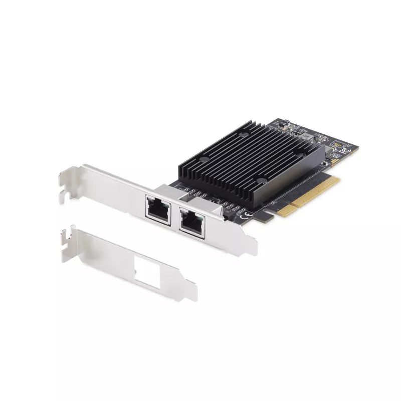 StarTech.com Placa de rede Ethernet PCIe 10Gb de 2 portas, placa de interface de rede 10GbE, chipset Broadcom BCM57416, dupla RJ45 10GBase-T/Gigabit, placa NIC, TAA