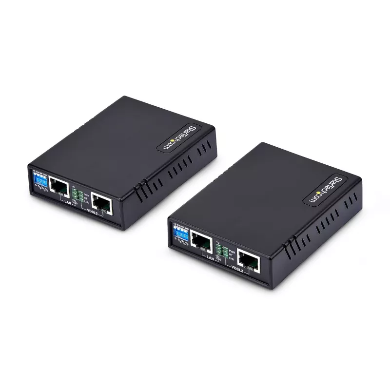 StarTech.com Kit extensor Ethernet VDSL2 sobre par único de fios, alcance até 0,6 milhas (1 km), repetidor LAN sobre linha telefónica/CAT5e/CAT6, até 300 Mbit/s, substituto de 110VDSLEXTEU – TAA