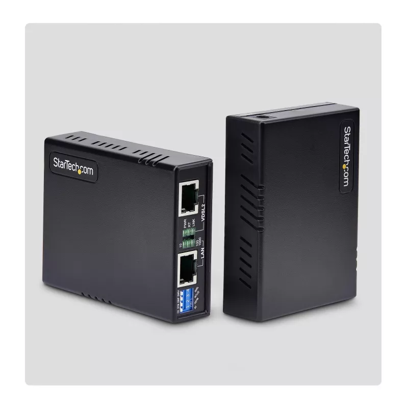 StarTech.com Kit extensor Ethernet VDSL2 sobre par único de fios, alcance até 0,6 milhas (1 km), repetidor LAN sobre linha telefónica/CAT5e/CAT6, até 300 Mbit/s, substituto de 110VDSLEXTEU – TAA