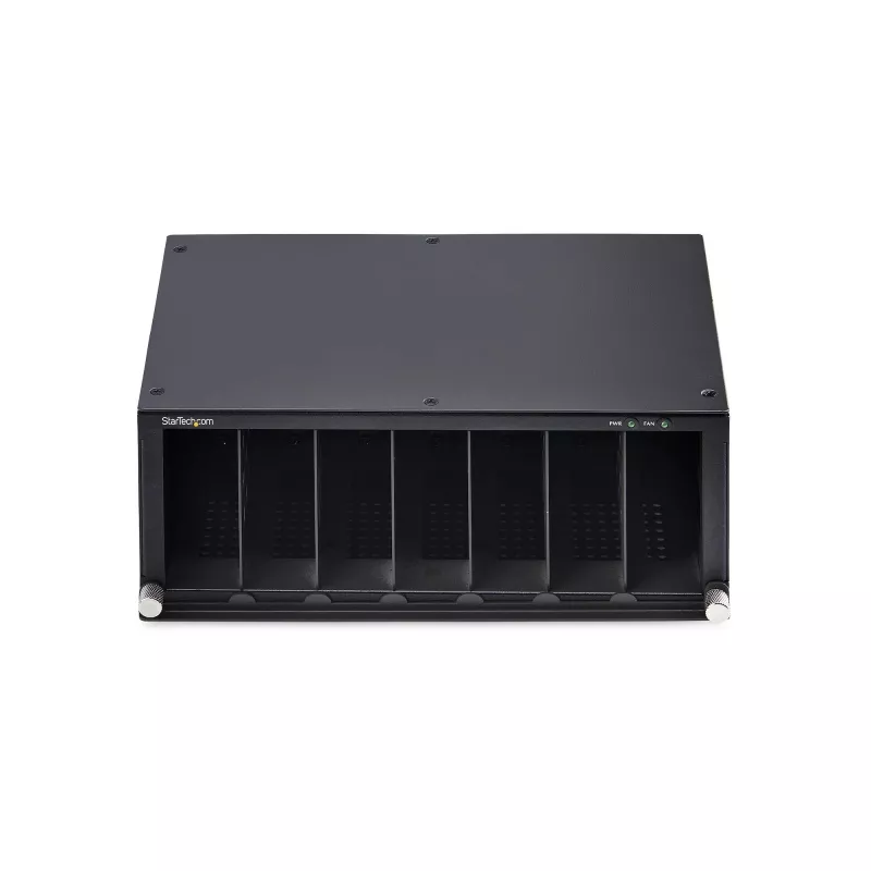 StarTech.com Chassis para conversores de mídia não gerido de 7 slots para a série MCM Media Converter, isolamento total de energia, refrigeração ativa, rackmount 10 polegadas, conforme TAA