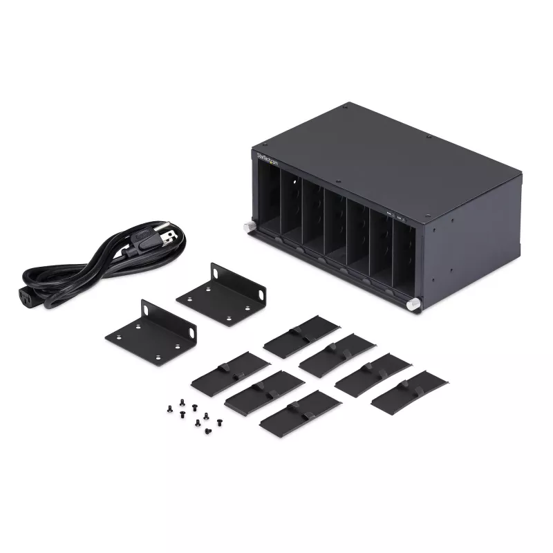 StarTech.com Chassis para conversores de mídia não gerido de 7 slots para a série MCM Media Converter, isolamento total de energia, refrigeração ativa, rackmount 10 polegadas, conforme TAA