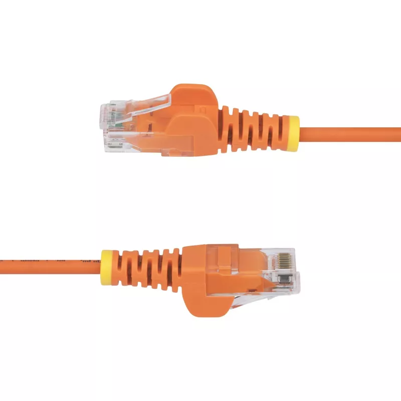 StarTech.com Cabo Ethernet CAT6 fino cor de laranja de 1m, proteção da patilha, 100W PoE, UTP, LSZH, 28AWG fio de cobre nu puro, cabo patch de rede RJ45 fino com alívio de tensão, testado individualmente