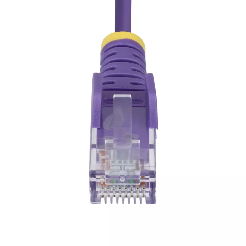 StarTech.com 2,5 m cabo Ethernet CAT6 fino roxo, snagless, 100 W PoE, UTP, LSZH, 28AWG fio de cobre puro, cabo de rede patch RJ45 fino com alívio de tensão, testado individualmente