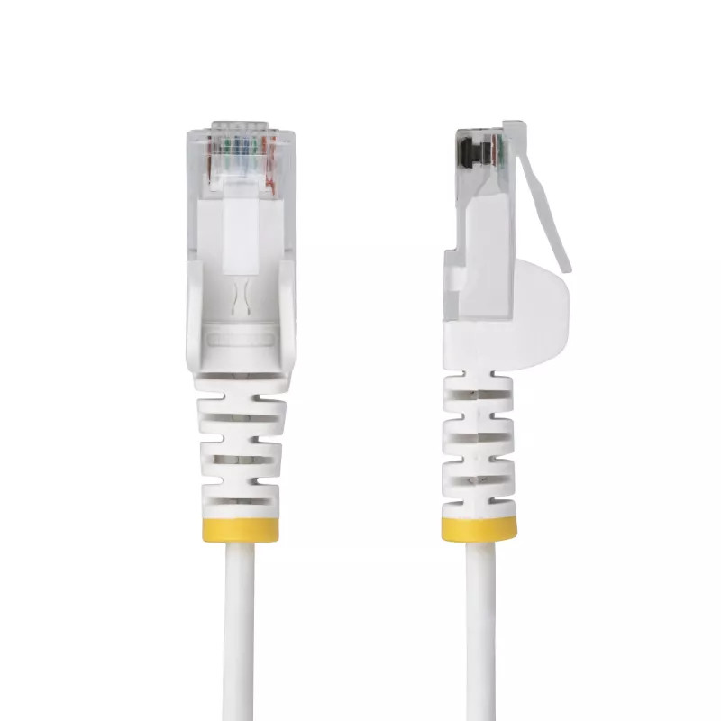 Cabo Ethernet CAT6 fino StarTech.com 3m branco, proteção do encaixe, 100W PoE, UTP, LSZH, condutor de cobre puro 28AWG, cabo de rede/patch RJ45 fino com alívio de tensão, testado individualmente