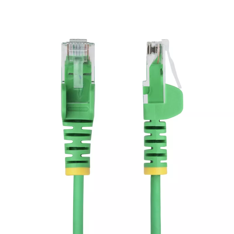 Cabo Ethernet CAT6 fino StarTech.com 3m verde, sem encaixe, 100W PoE, UTP, LSZH, fio de cobre puro 28AWG, cabo de rede/patch RJ45 fino com alívio de tensão, testado individualmente