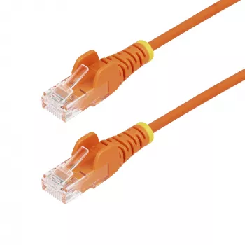 StarTech.com 3 m cabo Ethernet CAT6 fino laranja, snagless, 100 W PoE, UTP, LSZH, 28AWG fio de cobre puro, cabo de rede patch RJ45 fino com alívio de tensão, testado individualmente