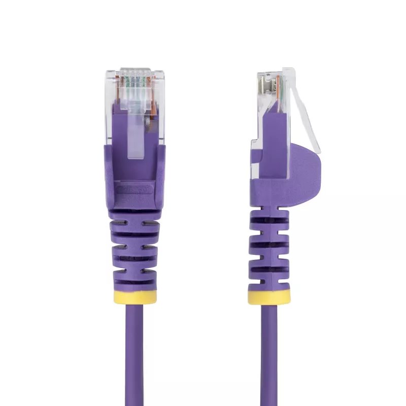 Cabo Ethernet CAT6 fino StarTech.com 3m roxo, proteção do encaixe, 100W PoE, UTP, LSZH, cobre puro 28AWG, cabo de rede/patch RJ45 fino com alívio de tensão, testado individualmente