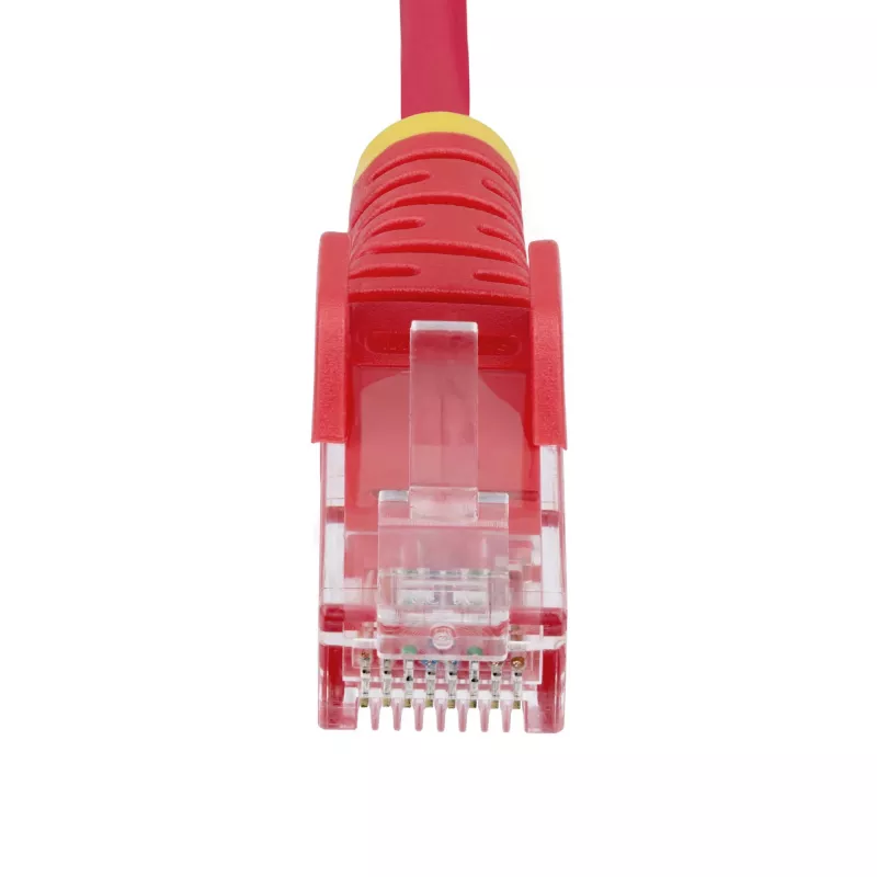 Cabo Ethernet CAT6 fino StarTech.com 50cm vermelho, proteção do encaixe, 100W PoE, UTP, LSZH, cabo de cobre puro 28AWG, cabo de rede/patch RJ45 fino com alívio de tensão, testado individualmente