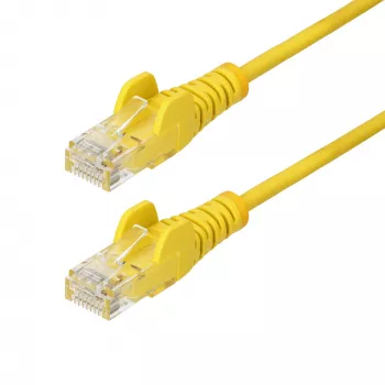 StarTech.com 50 cm cabo Ethernet CAT6 fino amarelo, ficha RJ45 snagless, 100 W PoE, UTP, LSZH, 28 AWG, cobre puro, cabo de rede patch fino com alívio de tensão, testado individualmente