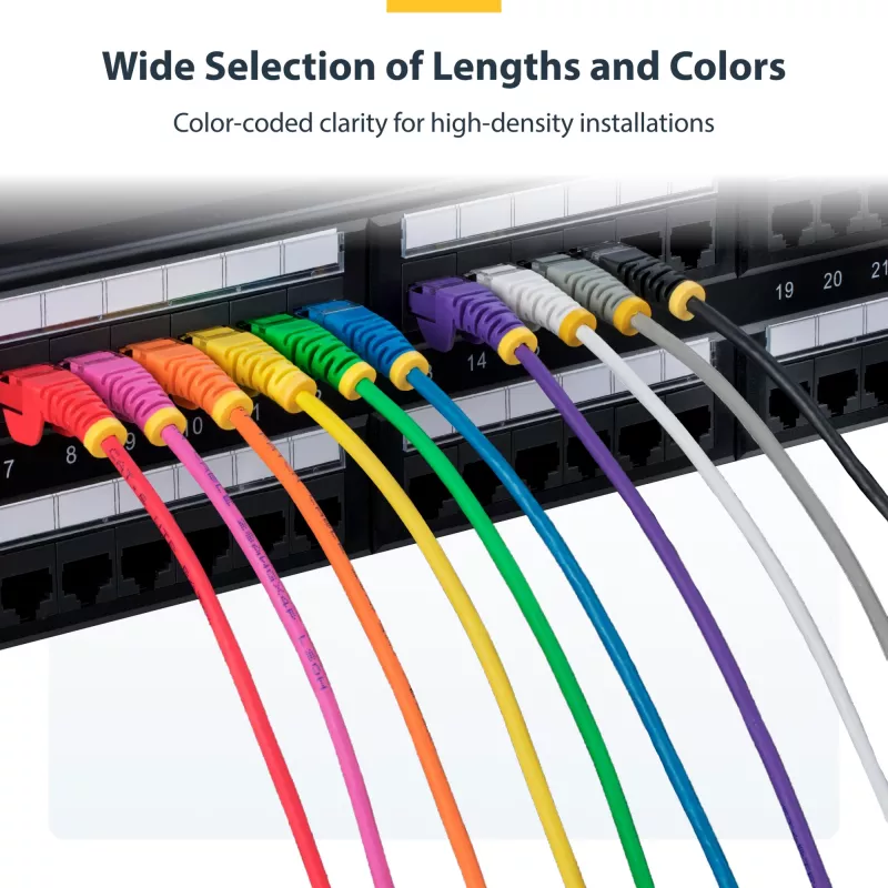 Cabo Ethernet Cat6 fino StarTech.com 5m preto, proteção do encaixe, 100W PoE, UTP, LSZH, cobre puro 28AWG, cabo de rede/patch RJ45 fino com alívio de tensão, testado individualmente