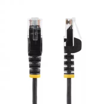 StarTech.com 7 m cabo Ethernet CAT6 fino preto, snagless, 100 W PoE, UTP, LSZH, 28AWG cobre puro, cabo de rede patch RJ45 fino com alívio de tensão, testado individualmente