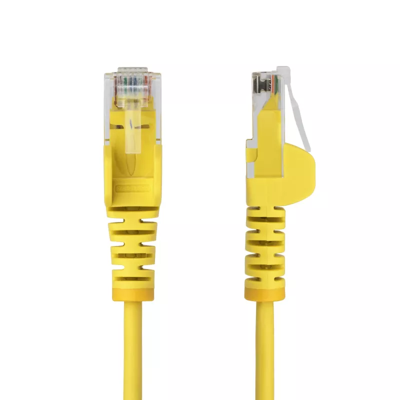 StarTech.com 10 m cabo Ethernet CAT6 fino amarelo, snagless, 100 W PoE, UTP, LSZH, 28AWG fio de cobre puro, cabo de rede patch RJ45 fino com alívio de tensão, testado individualmente