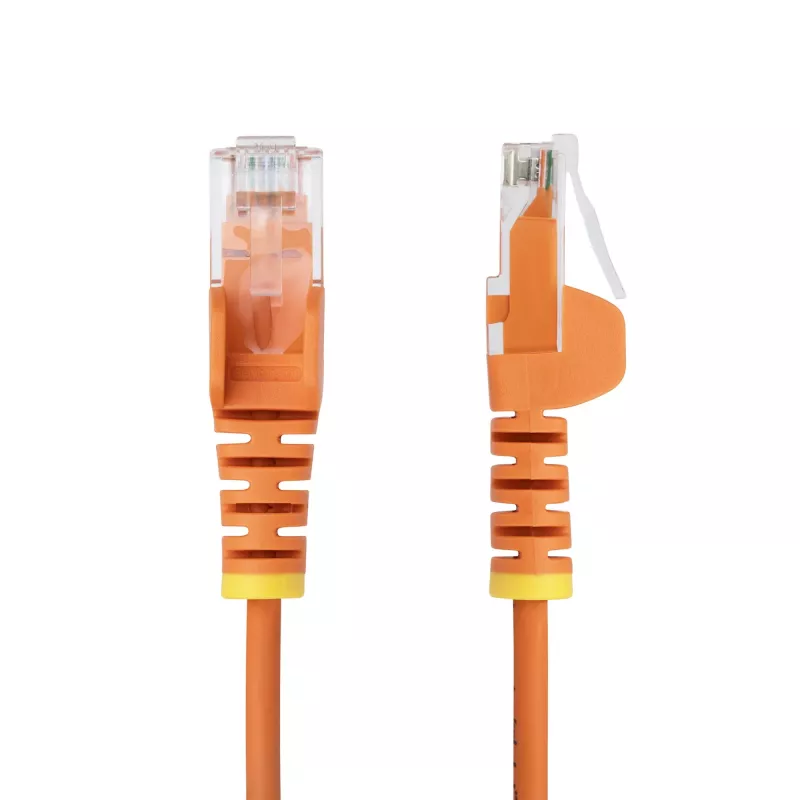 StarTech.com 15m cabo Ethernet CAT6 fino laranja, com proteção do encaixe, 100W PoE, UTP, LSZH, 28AWG fio de cobre puro desencapado, cabo de rede patch RJ45 fino com alívio de tensão, testado individualmente