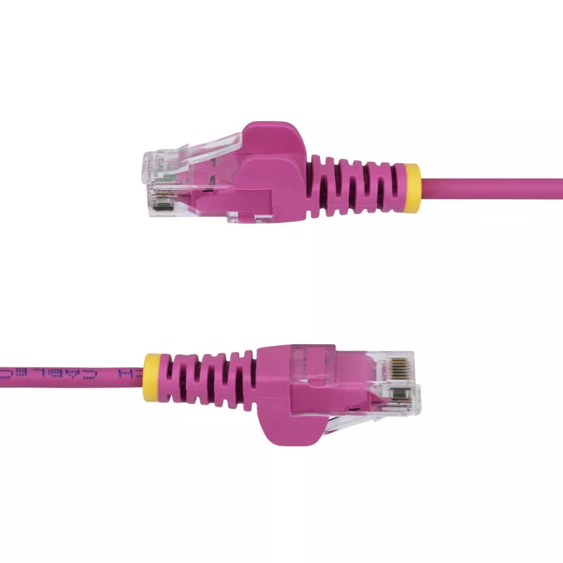 StarTech.com 50 cm cabo Ethernet CAT6 fino rosa, snagless, 100 W PoE, UTP, LSZH, 28AWG fio de cobre puro, cabo de rede patch RJ45 fino com alívio de tensão, testado individualmente